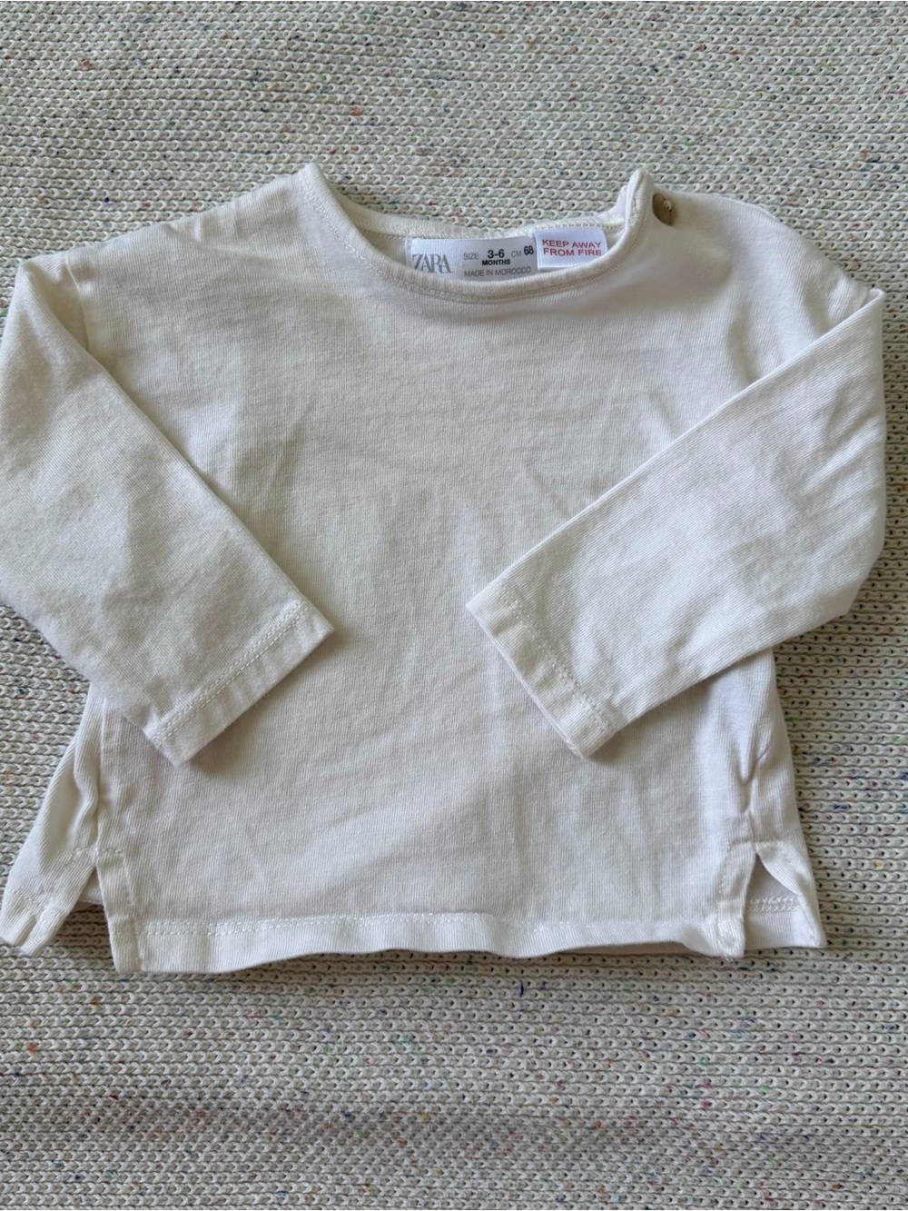 Zara Cream Long-Sleeve Cotton Tee